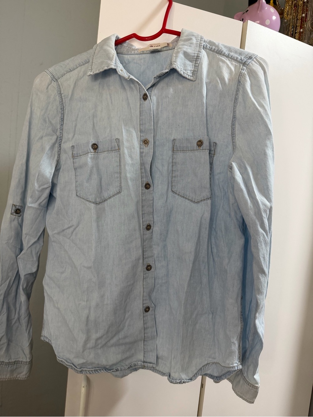 Rosio Light Blue Women's Denim-Style Long Sleeve Shirt